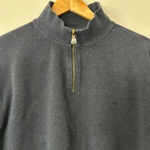 Rodd & Gunn Sweater Mens XL Navy Blue Quarter Zip Mock Neck Pullover 100% Cotton